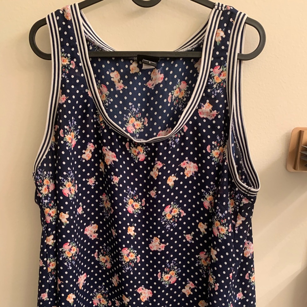 Navy Polkadot Floral Fashion Jersey